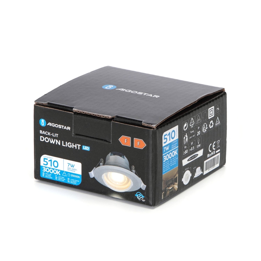 Aigostar - LED indbygningsspot LED/7W/230V 3000K Ø 8,5 cm varm hvid
