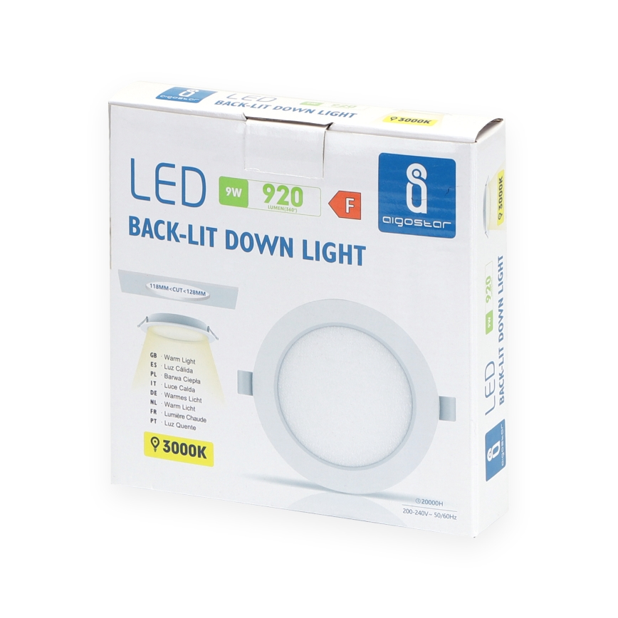 Aigostar - LED indbygningsspot LED/9W/230V 3000K Ø 14,5 cm hvid