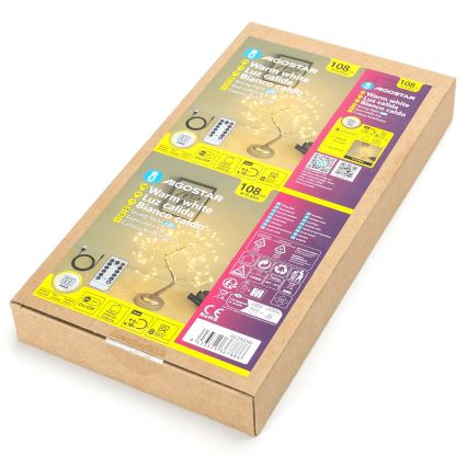 Aigostar - LED-juledekoration 108 LED/3xAA/8 funktioner 45 cm varm hvid