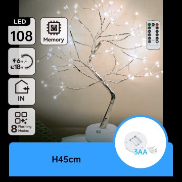 Aigostar - LED juledekoration 108xLED/3xAA/8 funktioner 45 cm kølig hvid