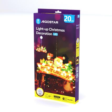 Aigostar - LED juledekoration 20xLED/3xAAA Glædelig jul 23 cm