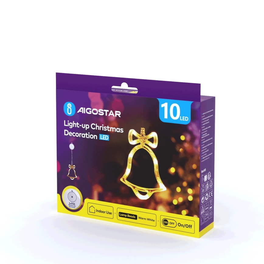 Aigostar - LED juledekoration LED/3xAAA bell 18 cm
