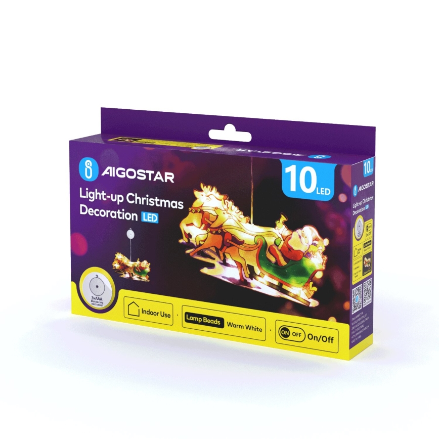 Aigostar - LED juledekoration LED/3xAAA Julemand med rensdyr 13,4cm