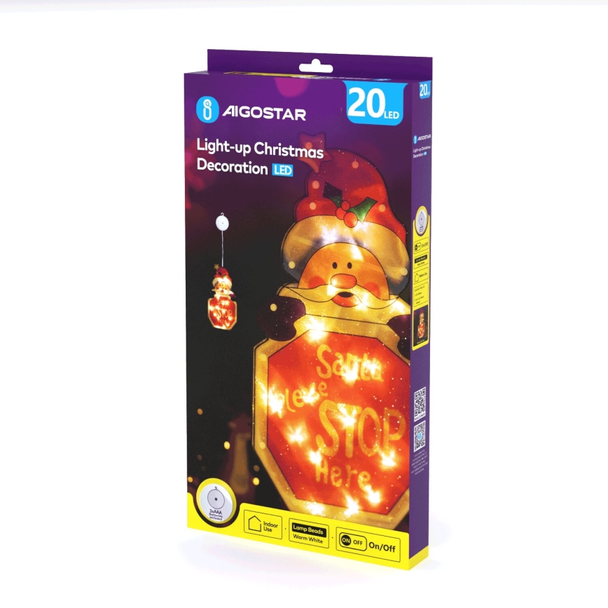 Aigostar - LED juledekoration LED/3xAAA Julemand med skilt 45cm