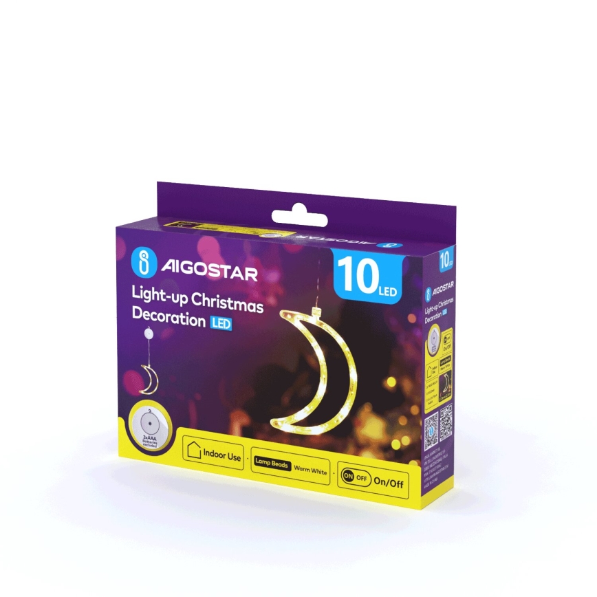 Aigostar - LED juledekoration LED/3xAAA måne 18,5 cm