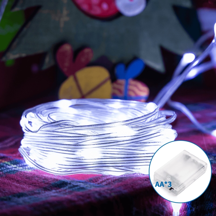 Aigostar - LED julekæde 100xLED/3xAA 10,3m kold hvid