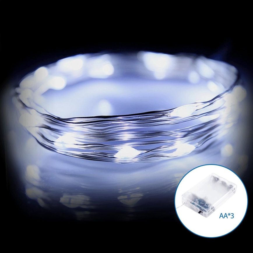 Aigostar - LED julekæde 20xLED/3xAA 2,3m kold hvid