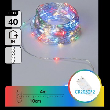 Aigostar - LED julekæde 40xLED/2x3V 4m multifarvet