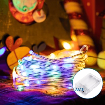 Aigostar - LED julekæde 50xLED/3xAA 5,3m flerfarvet