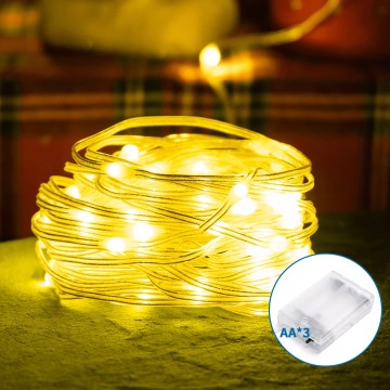 Aigostar - LED julekæde 50xLED/3xAA 5,3m varm hvid