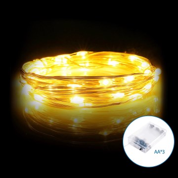 Aigostar - LED julelyskæde 100xLED/3xAA 10,3m varm hvid