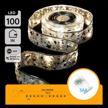Aigostar - LED julelyskæde 100xLED/3xAA 10 m varm hvid sølv