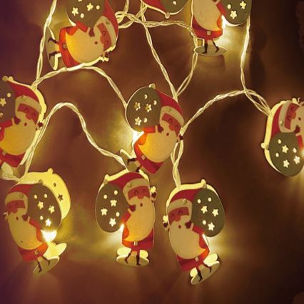 Aigostar - LED-julelyskæde 10xLED/3xAA 1,5m varm hvid Julemand