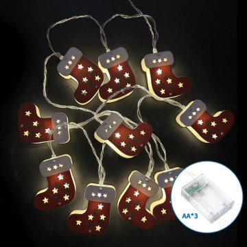 Aigostar - LED julelyskæde 10xLED/3xAA 1,5m varm hvid julestrømper