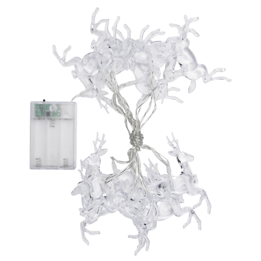Aigostar - LED julelyskæde 10xLED/3xAA 1,5m varm hvid med hjortemotiv