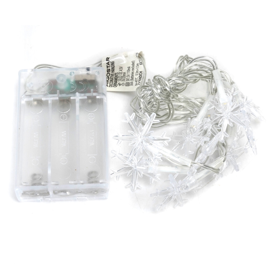 Aigostar - LED-julelyskæde 10xLED/3xAA 1,5m varm hvid, snefnug