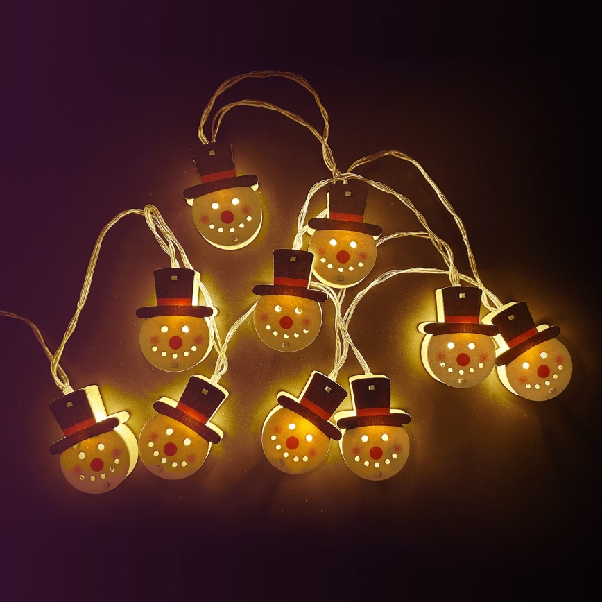 Aigostar - LED julelyskæde 10xLED/3xAA 1,5m varm hvid snemand