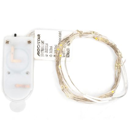 Aigostar - LED-julelyskæde 20xLED/2x3V 2m varm hvid