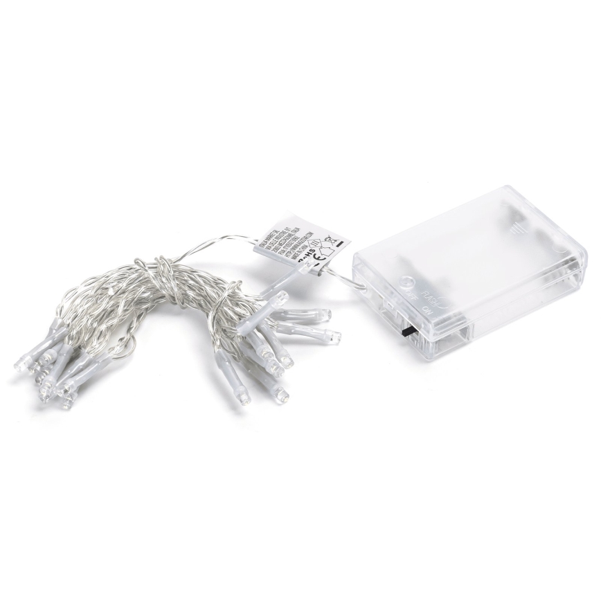 Aigostar - LED julelyskæde 20xLED/3xAA 2,3m kold hvid