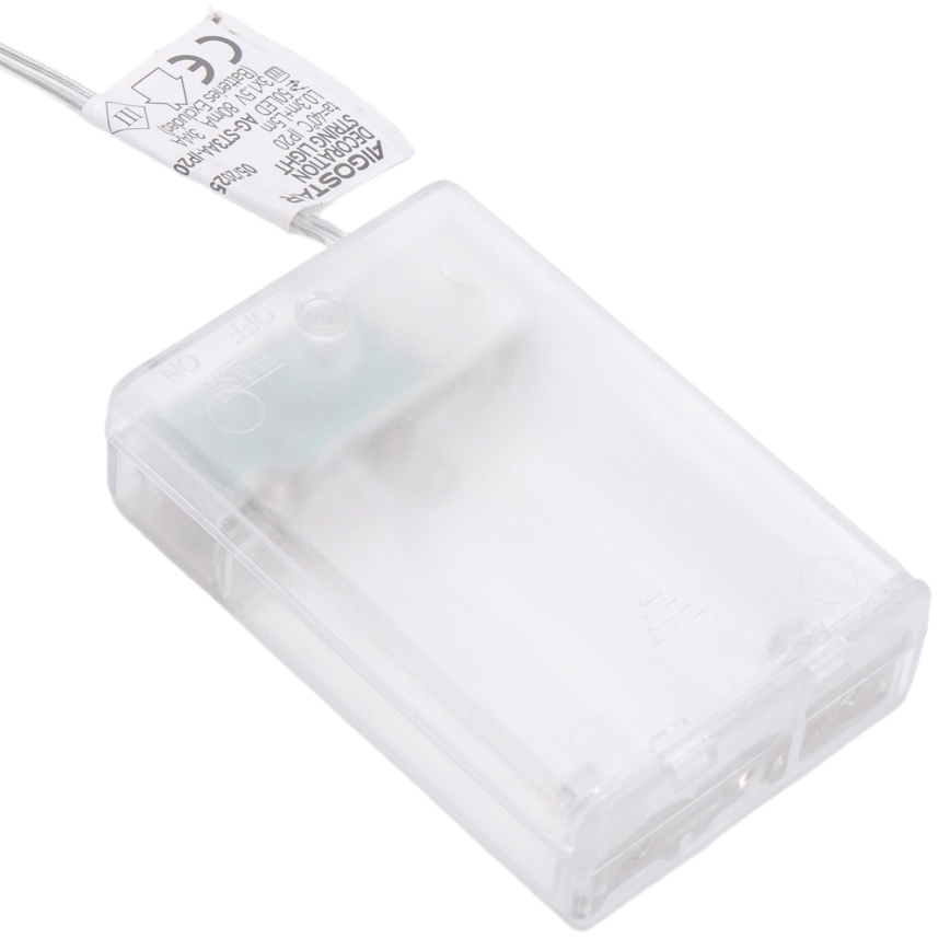 Aigostar - LED julelyskæde 20xLED/3xAA 2 m varm hvid sølv