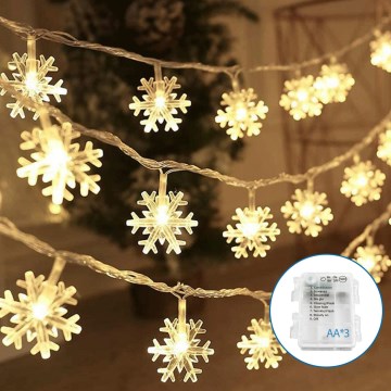 Aigostar - LED Julelyskæde 20xLED/3xAA 3,3m snefnug