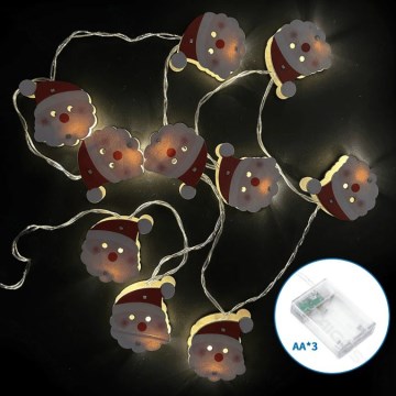 Aigostar - LED julelyskæde 20xLED/3xAA 3m varm hvid Santa Claus