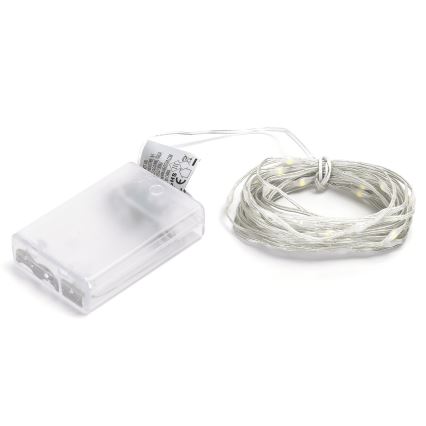 Aigostar - LED julelyskæde 50xLED/3xAA 5,3m kold hvid