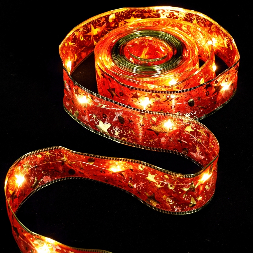 Aigostar - LED julelyskæde 50xLED/3xAA 5m varm hvid/rød