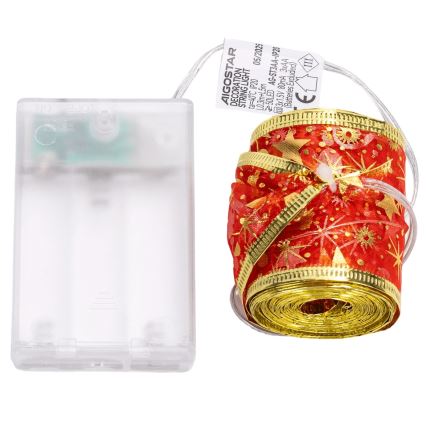 Aigostar - LED julelyskæde 50xLED/3xAA 5m varm hvid/rød