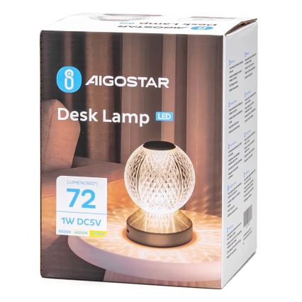 Aigostar - LED bordlampe dæmpbar og genopladelig LED/1W/5V 2700/4000/6500K 1800 mAh 13,5 cm