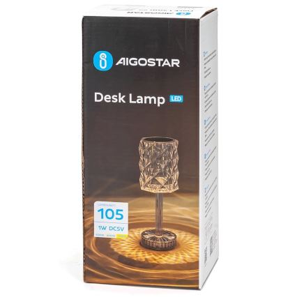 Aigostar - LED bordlampe dæmpbar og genopladelig LED/1W/5V 2700/4000/6500K 1800 mAh 26 cm