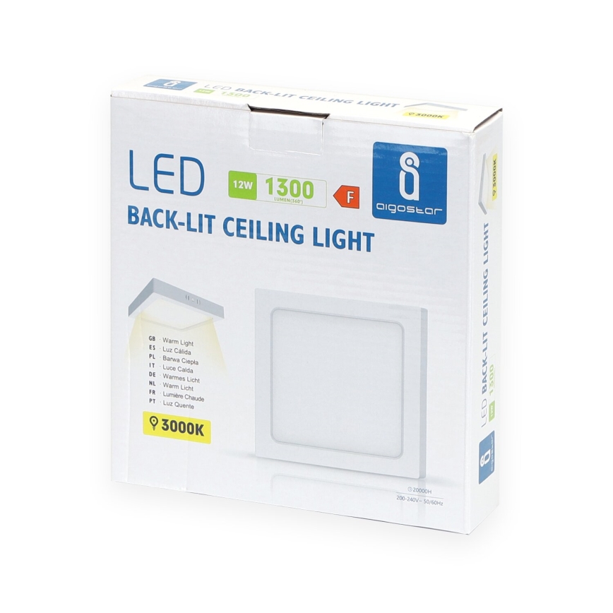 Aigostar - LED Loftlampe LED/12W/230V 17,3x17,3 cm 3000K hvid