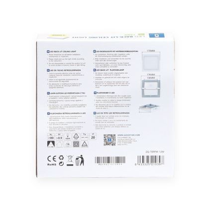 Aigostar - LED Loftlampe LED/12W/230V 17,3x17,3 cm 3000K hvid