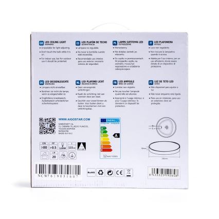 Aigostar - LED loftlampe LED/12W/230V 3000K diam. 23 cm hvid