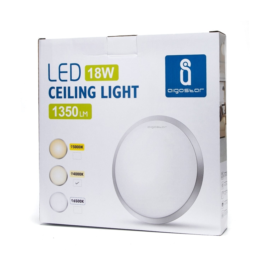 Aigostar - LED loftlampe LED/18W/230V 4000K mat krom
