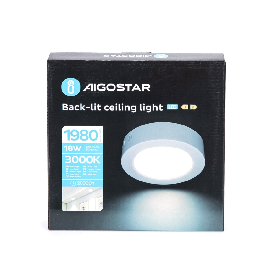 Aigostar - LED Loftlampe LED/18W/230V diameter 22,6 cm 3000K hvid