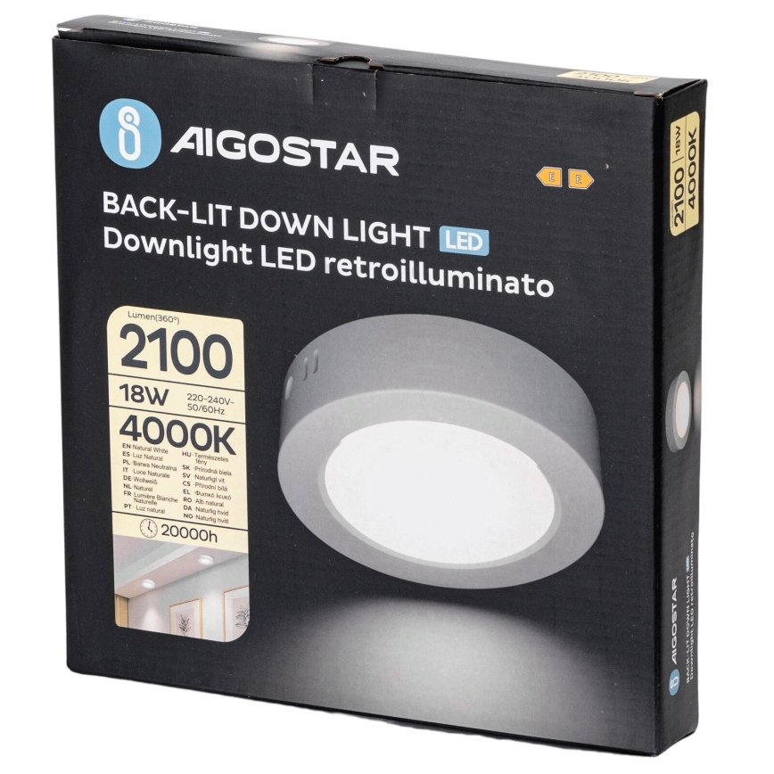 Aigostar - LED Loftlampe LED/18W/230V diameter 22,6 cm 4000K hvid
