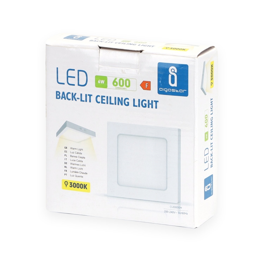 Aigostar - LED Loftlampe LED/6W/230V 12,2x12,2 cm 3000K hvid