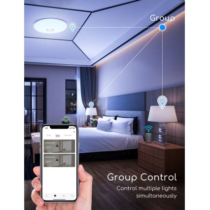 Aigostar - LED loftlampe m. RGBW-farver dæmpbar 18W/230V diameter 34 cm Wi-Fi