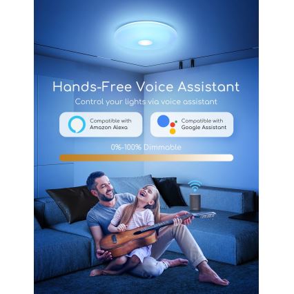 Aigostar - LED loftlampe m. RGBW-farver dæmpbar 18W/230V diameter 34 cm Wi-Fi