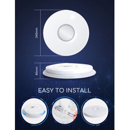 Aigostar - LED loftlampe m. RGBW-farver dæmpbar 18W/230V diameter 34 cm Wi-Fi