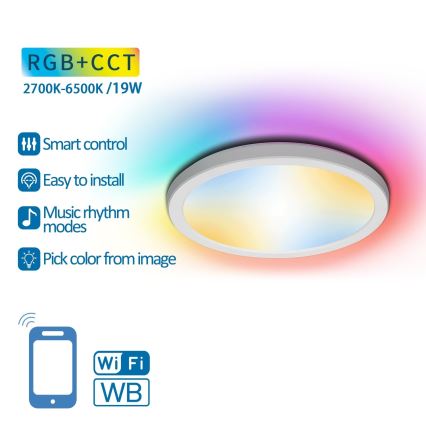 Aigostar - LED loftlampe m. RGBW-farver dæmpbar LED/19W/230V 2700-6500K Wi-Fi