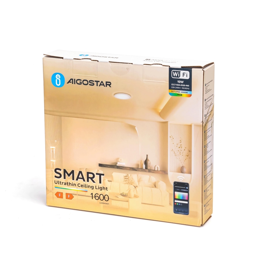 Aigostar - LED loftlampe m. RGBW-farver dæmpbar LED/19W/230V 2700-6500K Wi-Fi