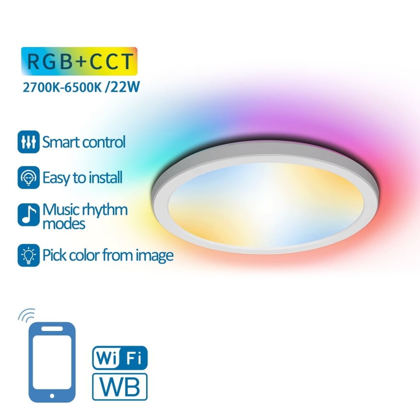 Aigostar - LED loftlampe m. RGBW-farver dæmpbar LED/22W/230V 2700-6500K Wi-Fi