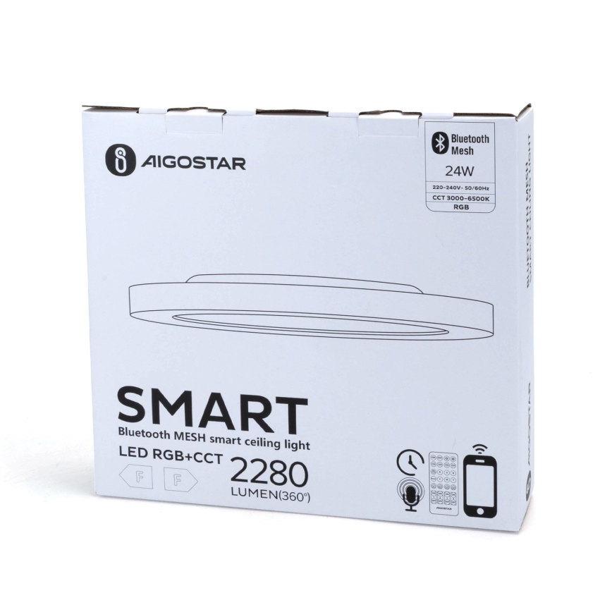 Aigostar - LED loftlampe m. RGBW-farver dæmpbar MESH LED/24W/230V 3000-6500K hvid + fjernbetjening