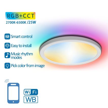Aigostar - LED loftlampe m. RGBW-farver dæmpbar LED/25W/230V 2700-6500K Wi-Fi