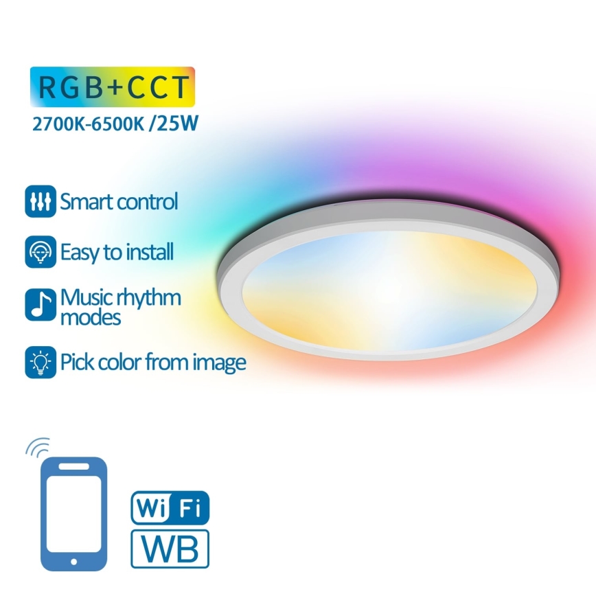 Aigostar - LED loftlampe m. RGBW-farver dæmpbar LED/25W/230V 2700-6500K Wi-Fi