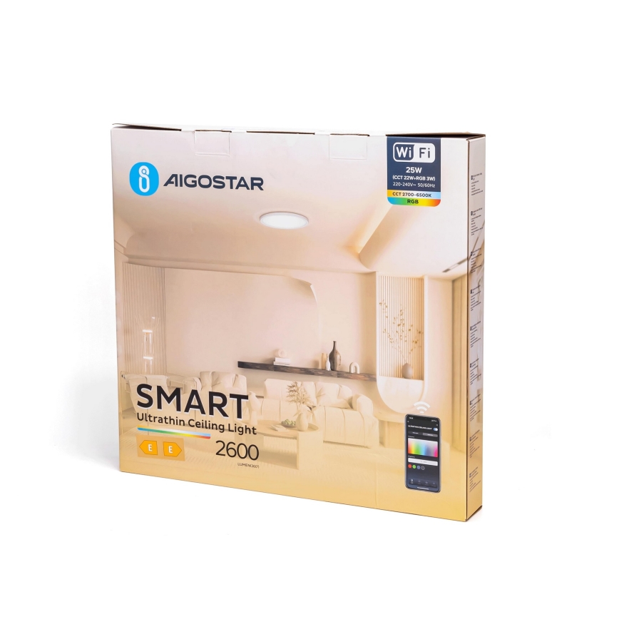 Aigostar - LED loftlampe m. RGBW-farver dæmpbar LED/25W/230V 2700-6500K Wi-Fi