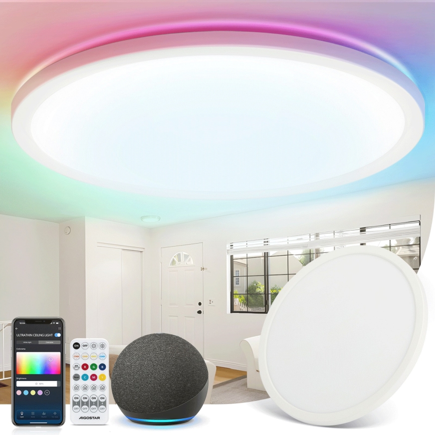 Aigostar - LED loftlampe m. RGBW-farver dæmpbar MESH LED/36W/230V 3000-6500K hvid + fjernbetjening
