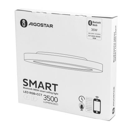 Aigostar - LED loftlampe m. RGBW-farver dæmpbar MESH LED/36W/230V 3000-6500K hvid + fjernbetjening